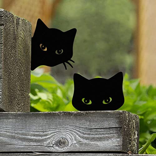 Lot de 2 décorations de Jardin en métal Motif Chat Noir pour Jardin, Cour, été, Ferme, décoration d'intérieur, décoration extérieure, Cour, pelouse, pour Les Amoureux des Chats
