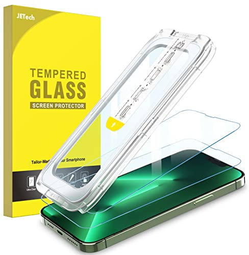 JETech One Touch Install Screen Protector for iPhone 13 Pro Max 6.7-Inch, Full Coverage Tempered Glass Film, Auto Alignment Tool Kit, HD Clear, 2-Pack
