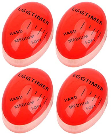 4 PCS x Egg Timer Heat Sensitive Egg Shaped Boiler Timer Egg Cooker Perfect Gadget Colour Changing Indicator For Soft Medium & Hard Boiled Eggs Safe Kitchen Aid Tool Gift Cooking Breakfast Home Use