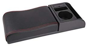 Mittelarmlehne Erhöhung, Auto Armlehnenkissen Universal Armlehne Pad Ellbogenstütze PU Armlehnenpolster Mittelkonsolenkissen mit USB-Anschluss Getränkehalter Armlehnen Organizer,40.5cmx16.8cmx6.5cm