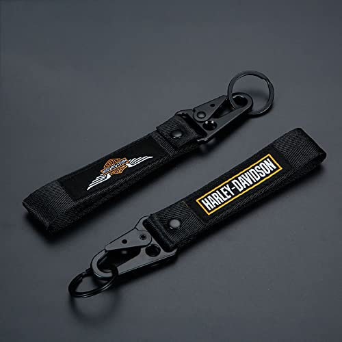 BUNCC Motorrad Polyester Stickerei Schlüsselring Anhänger Schlüsselring hängende Schnallen Lanyard Schlüsselkette für HARLEY