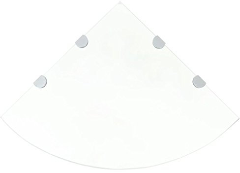 Mogou Eckregal mit verchromten Halterungen Glas, Eckschrank, Eckablage, Bücherregal, Schminkregal, Eckwandregal, Bookshelf, Standregal, Transparent 45 x 45 cm