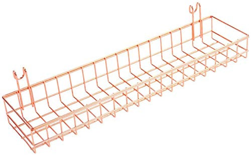 Uinfhyknd Cesta de pared de rejilla dorada para cuadrícula, bandeja fácil para cosas lindas para su rejilla de almacenamiento de pared
