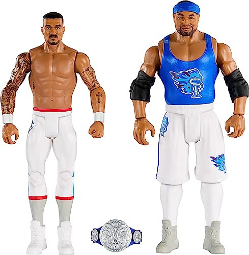 Mattel WWE Action-Figur Battle-Pack mit Mattel WWE Championship Titel, Championship Showdown, Der neue Tag, Montez, Ford, Angelo Dawkins, HLL83, 2 Stück