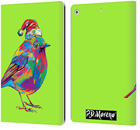 Head Case Designs Licenciado Oficialmente P.D. Moreno Robin Colores Pop De Animales Navideños Carcasa de Cuero Tipo Libro Compatible con Apple iPad 10.2 2019/2020/2021
