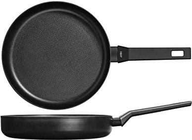 H&H All Blacks Padella in Alluminio con rivestimento Antiaderente Pfluon, 26cm, Rivestimento interno a nido d'ape, Induzione