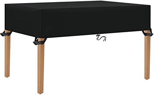 TopSoul Tischplatten Abdeckung Gartenmöbel 220x90x60cm Multi Größe Abdeckplane Gartenmöbel 600D Schutzhülle Gartenmöbel Terrasse Abdeckungen für Gartenmöbel Sets Tische und Stühle, Schwarz