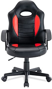 La Silla Española Alcoy Silla, Cuero sintético, Negro-Rojo, Pequeño