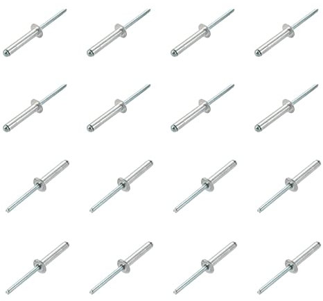 QUARKZMAN 6mm x 30mm Cieco Rivetti x 30pz Alluminio/Acciaio Aperto Estremità Rivetto per Metallo e Plastica e Pelle, [Argento Tono]