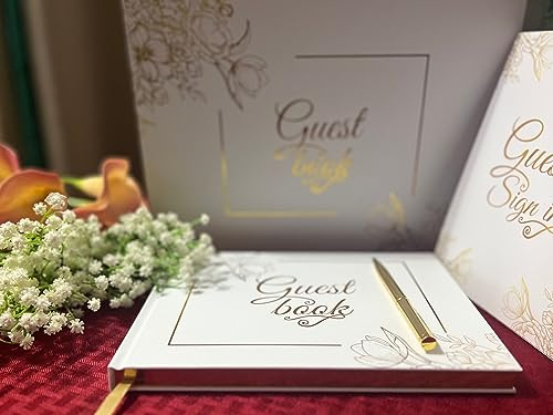 Guestbooks, Wedding Guest Book, Guestbook Set for Party, 9 7 Gold Foil Guest Sign in Book,237 Guest Entries and 80 Blank Pages,Baby Shower Guest Book, Guest Book for Home, Guest Book Set.