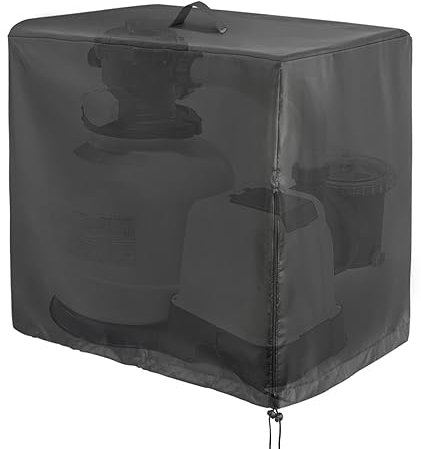 Kingling Pool Sand Filter Cover for Intex Pool Sand Filter Pump, Sand Filter Pump Outdoor Waterproof Protection Cover for Above Ground Pools Pump Cover - 33''L x24''W x34''H(Black)