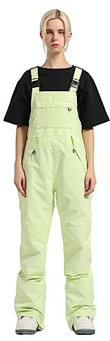 GSOU SNOW Damen Skihose Schnee Latzhose Snowboard Wasserdicht Winddicht Isoliert Verstellbarer Riemen Winter Warm Gelb