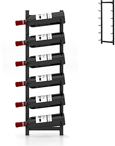 GiantexUK 6/9/12 Bottles Wall Mounted Wine Rack, Metal Hanging Wine Holder for Wall, Champagne Bottle Storage Holder Shelf for Kitchen Dining Living Room Office Bar (22 x 13.5 x 73cm)