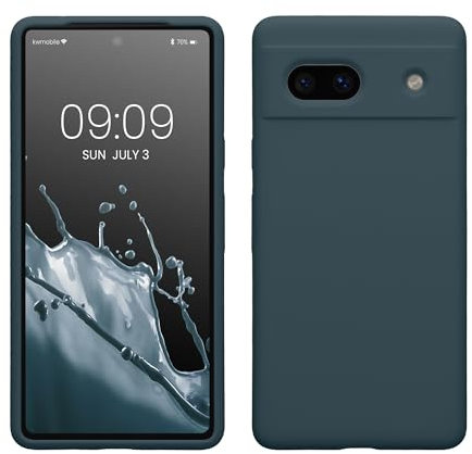 kwmobile Handyhülle für Google Pixel 7a Hülle, für Pixel 7a Case - Hülle Silikon - kabelloses Laden - Dunkler Schiefer