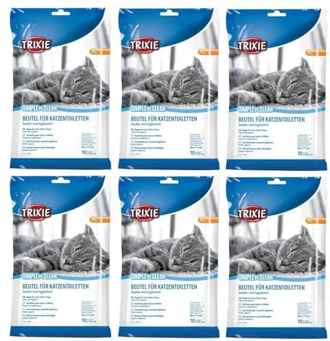 WUNDAPETS 6 PACK TRIXIE SIMPLE 'N' CLEAN BAGS FOR CAT LITTER TRAYS, XL,56 X 71CM, 10PCS 6 X 10 = 60 PCS TOTAL