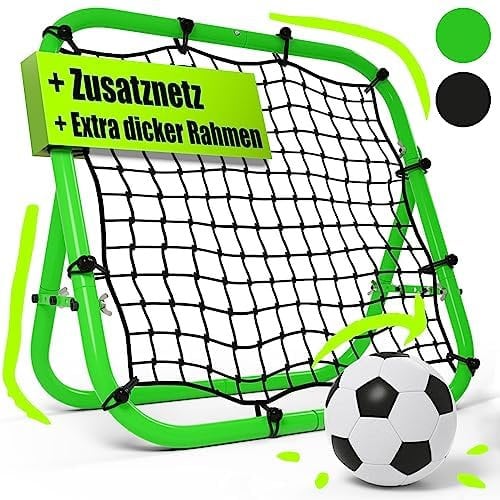 BENTSON Rebounder für Fußball Kinder und Profis I Inkl. Ersatznetz I Robuster Rahmen I Auch für Handball, Volleyball und Basketball I Rückprallwand Prellwand Fussball I Neongrün I 75x75 cm