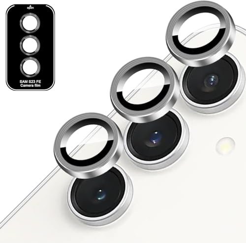 Locofun Kameraschutz für Samsung Galaxy S23 FE für Panzerglas, 9H Härte Einzeln Kamera Schutzfolie, Anti-Kratzen Individuelle Ring aus Metall Linse Folie Schutzglas - Silver