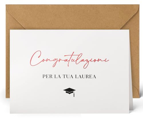 Biglietto Auguri Laurea Biglietti Auguri con Busta Carta Kraft Scritta Italiano Biglietti Auguri Congratulazioni Laurea Tocco Cappello Laurea Regalo Laurea Festa