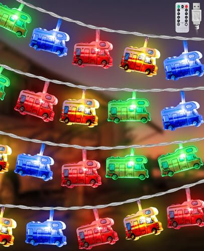 AceList Camping Lichterkette, 3M 20 LED Wohnwagen Deko Lichterkette, 8 Modi LED Lichterkette Batterie Timer und USB, für die Wohnmobil Deko oder Zelt Deko, Picknick Camping Deko Zubehör, Bunt