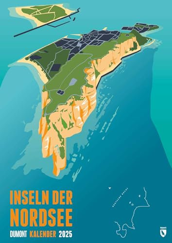 DUMONT - Inseln der Nordsee 2025 Wandkalender, 29,7x42cm, Kalender mit außergewöhnlich gestalteten Karten von Marmota Maps, Nordseeinseln einmal anders