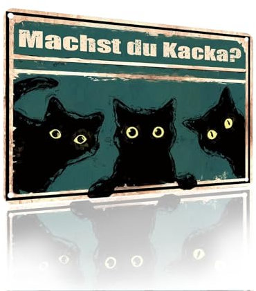Machst Du Kacka? Schwarze Katze Spaß Vintage Metall Badezimmer, Toilette Wanddekoration Wohnzimmer Poster Dekoration 20x30cm (2352)
