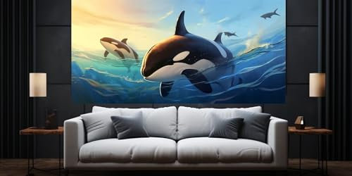 Diamond Painting Malen Nach Zahlen Erwachsene, Orca Diamond Painting Erwachsene 5D Diamant Painting Bilder, DIY Dimondpaintin Daiming Panting Cross Stickerei für Home Wanddekoration 25x50 cm,D230
