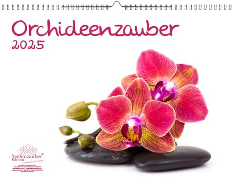 Orchideenzauber DIN A3 Kalender für 2025 Orchideen und Blüten - Geschenkset Inhalt: 1x Kalender, 1x Weihnachtskarte (insgesamt 2 Teile)