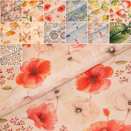Dekostoffe Bedruckt Meterware - maritimer Stoff, Heimtextilien Blumen, Baumwoll Mischgewebe - Ottomanestoff - Frühlingstoffe *Ab 50cm, Farbe: 023 Mohnblume