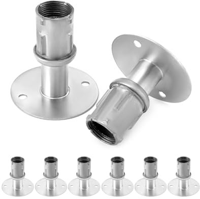 QWORK Verstellbare Flanschfüße aus Edelstahl, 8 Stück für 4,8 cm Rohre – runde Tischfüße mit 3,5 cm bis 6,4 cm Höhenbereich