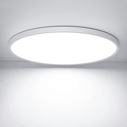 OUILA LED Deckenleuchte Flach Rund - Ø30CM Deckenlampe LED 24W 6500K 2600LM IP44 Wasserdichte Badezimmer lampe, Küchenlampe Deckenleuchte Kaltweiß für Küche Bad Schlafzimmer Flur Keller, YLXDD500-24W