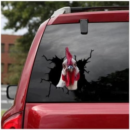 FASTLATE Autoaufkleber Und Abziehbilder, 20 X 30 Cm, 3D-Huhn, Autoaufkleber, Cartoon-Auto-Styling, Wand, Zuhause, Glas, Fenster, Tür, Laptop, LKW, Vinyl-Aufkleber (2 Stück)