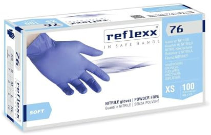 REFLEXX R76 300/1000 Guanti in nitrile AZZURRO - 3,5 GRAMMI morbidi elastici - VARIE TAGLIE OFFERTA - per dentisti parrucchieri palestra ed altro (1000 pezzi Taglia XS)