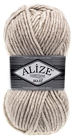 100g Strickgarn Strickwolle Alize Superlana Maxi 25% Wolle, 100g, Farbwahl, Farbe:152 hellbeige