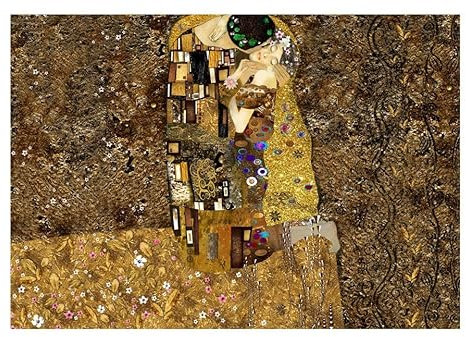 KunstLoft Tapete 'Klimt inspiration - Golden Kiss' 150x105cm Fototapete modern