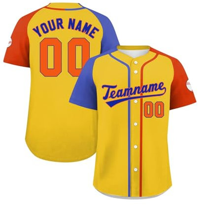 LILIHOT Personalisierte Baseball-Shirts, Individuelle Baseballtrikot Button-Down Sportuniform Benutzerdefinierte Baseball-Trikots Druck-Namennummern Baseball-Shirts Für Männer Frauen Jugendliche