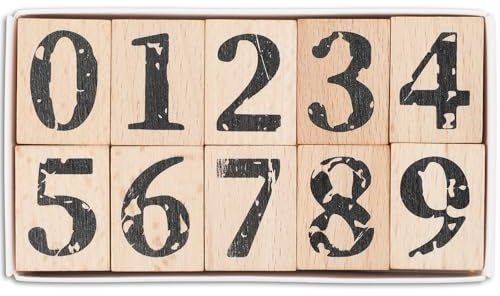 Yuanchu Nummer 0 Bis 9 Holz Gummistempel, 10 St Zahlen Holzstempel Stempel Dekoration Set für DIY Grußkarten Scrapbooking Handwerk Kartenherstellung Planer Handwerk Zubehör Künstlerische Schriftarten
