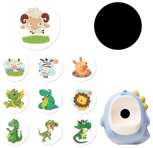 Potty Training Stickers 10 Sheets, Toilet Aiming Target for Boys, Color Changing Pee Stickers, Interesting Potty Targets Stickers, Cute Cartoon Animal Stickers for Bathtub