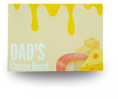 Käse-Schneidebrett aus gehärtetem Glas, personalisierbar, Chinchilla-Finish, hygienisches Küchengeschenk, Vatertag, Geburtstag, zwei Größen (mittel)