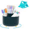Marte Vanci Pen Holder for Desk, 360° Rotating Desk Organiser Pencil Pot, Makeup Brush Holder 5 Slots with Phone Stand, Desktop Stationery Supplies Storage Tidy Caddy for Office Home Dark Green
