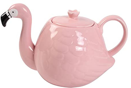 Théière créative 3D en porcelaine avec flamant rose pour bureau, maison, restaurant