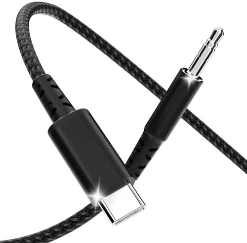 Cable USB C a Aux de 1,2 m, USB tipo C a jack, cable de audio auxiliar de 3,5 mm, compatible con iPhone 16/15 Pro Max, Galaxy S24/S23/S22 Ultra, iPad Pro, Pixel, Huawei P40