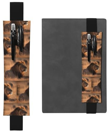 Schwarzes Leder-Stifthalter, Lesezeichen, YYHWHJDE afrikanische Tiere, Bild, verstellbares Gummiband, 21,1–4,6 cm, geeignet für die meisten Notizbücher, Tagebücher