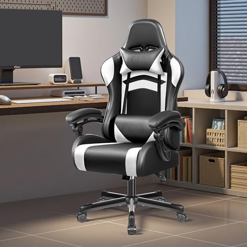 DoChair Gaming Stuhl Ergonomischer mit Fußstütze Kopfstütze und Lordosenstütz Höhenverstellbar Gepolstert Gamingstuhl Verstellbarer und Drehbarer PC-Stuhl