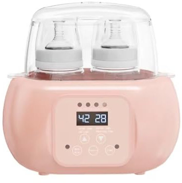 NQYZZFA Scalda Biberon, Sterilizzatore Per Biberon Doppio, Riscaldamento E Scongelamento Rapido Di Alimenti Per Neonati Per Latte Materno E Artificiale, Controllo Della Temperatura,Rosa