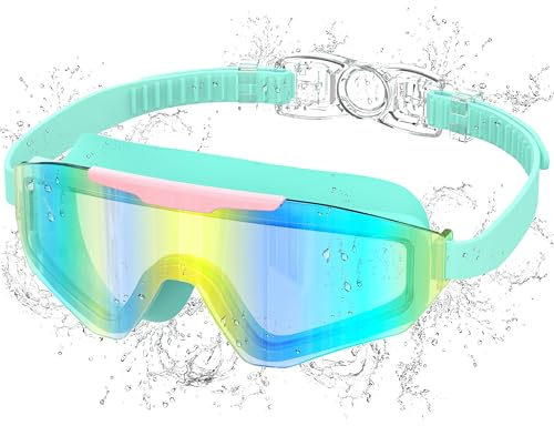 Ambienden Lunette Piscine Enfant, Antibuée Étanche Vert 3–14 Ans | Vision Panoramique, Joint Silicone Étanche, Réglable, Mixte Garçon Fille