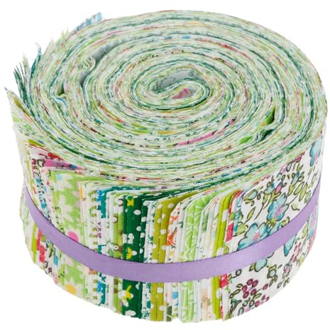 80 Stück Patchwork Stoffe Jelly Roll Stoffstreifen Patchwork Baumwolle Quilt-Streifen zum DIY Handwerk Quilten Nähen 6,5 x 50cm (Grün)