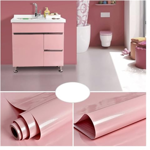 DJSKLDF Kitchen Oil Proof Stickers Old Cabinet Renovation Sticker Kitchen Stove Tabletop Oil Proof Film Self Adhesive Waterproof Solid Color Bright Paint Wallpaper(Pink,1mx40cm)