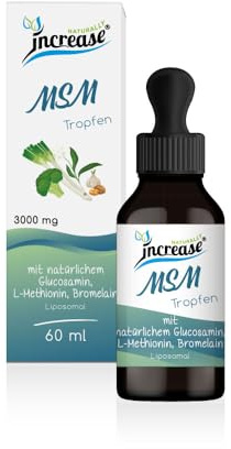 Liposomale MSM Tropfen hochdosiert - (90.000mg Methylsulfonylmethan (MSM) pro Packung) 3000mg MSM pro Tagesdosis mit Glucosamin, L-Methionin und Bromelain -MCT Öl -Hohe Bioverfügbarkeit