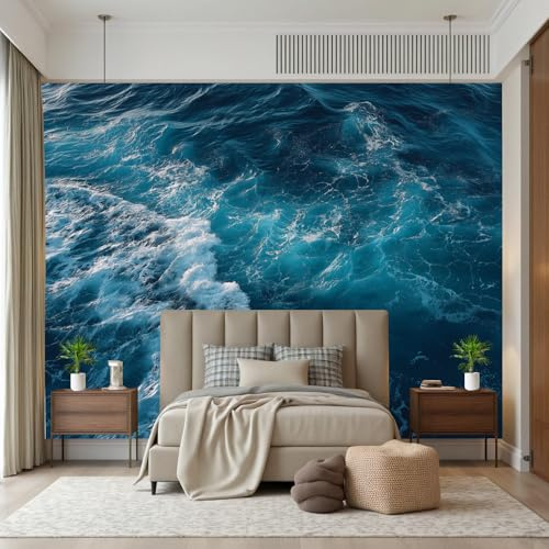 Wlujhia Fototapete Meer Wellen Meerblick Tapete Ozean Ozean Thema Fototapeten Vliestapete Modern Wandtapete Tapete Wandbild Bild Tapeten Wandtapete für Wohnzimmer Schlafzimmer 150x105 cm