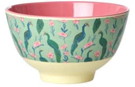 Rice Schüssel Schale klein - grün - Peacock Power Print, Melamin BPA frei, Spülmaschinengeeignet bis 70°C